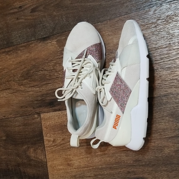 Puma Ignite Metallic Sparkle Strap Low Top Lace Up Athletic Shoes Sneakers - Picture 1 of 13